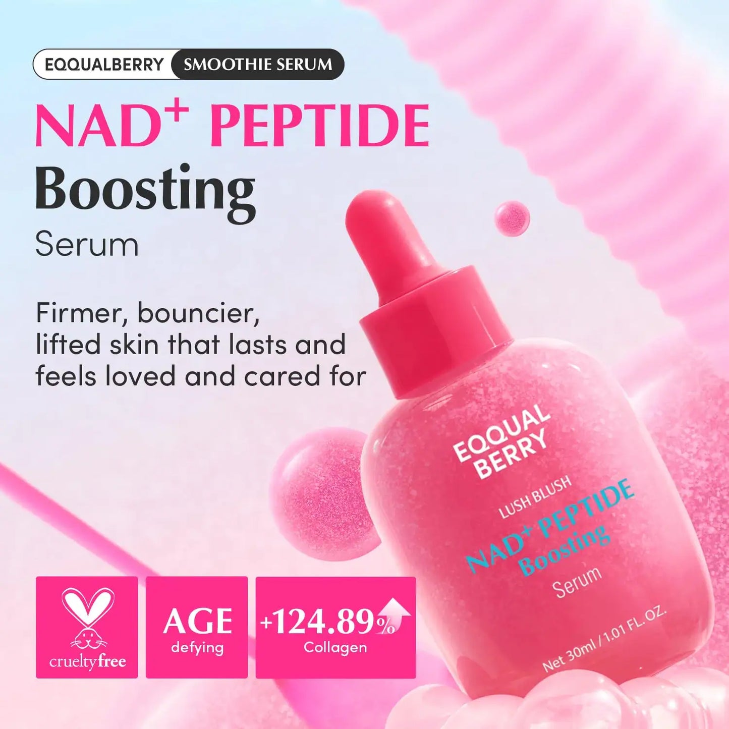 Eqqualberry Lush Blush NAD+ Peptide Boosting Serum 30ML