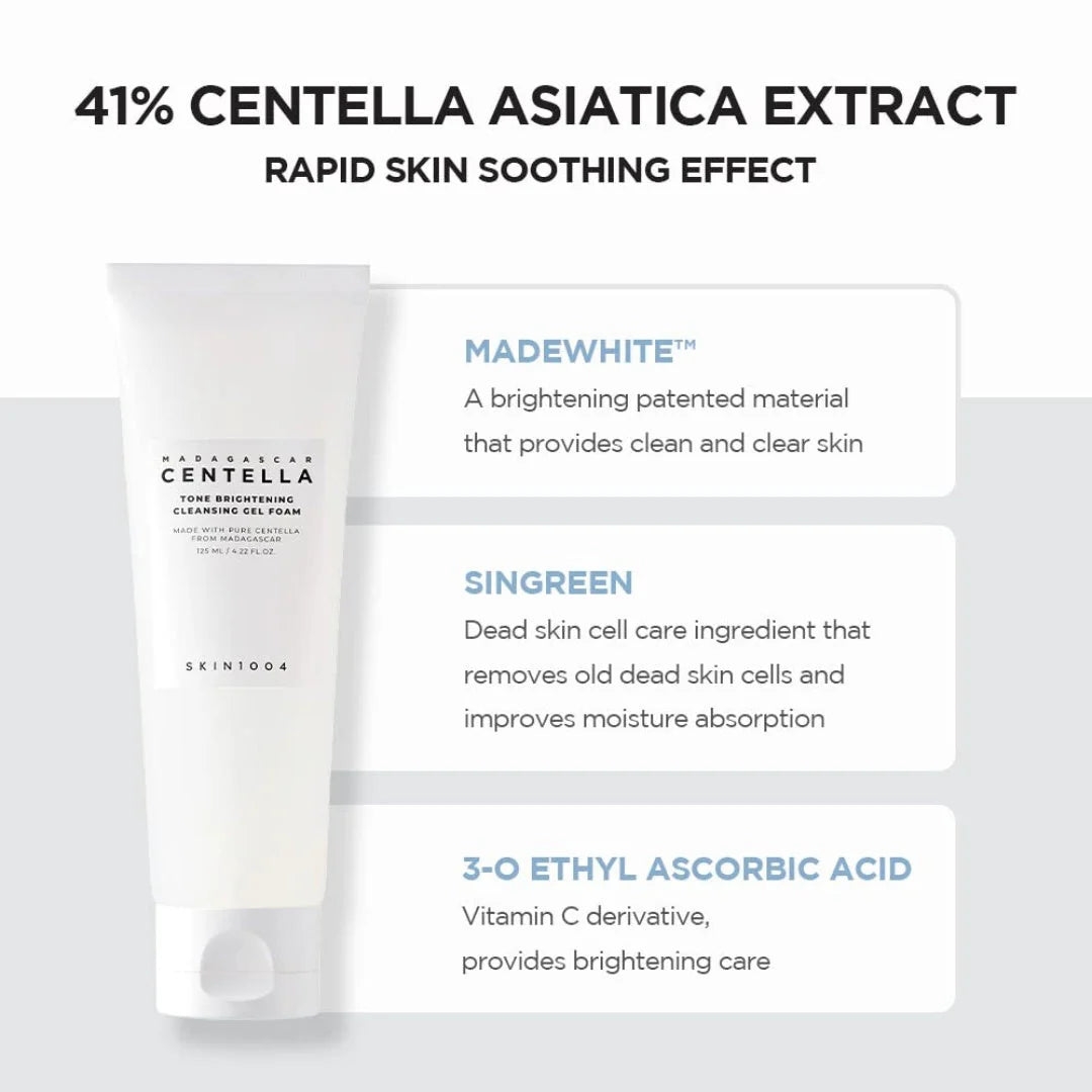 Skin1004-Centella-Tone Brightening Cleansing Gel Foam